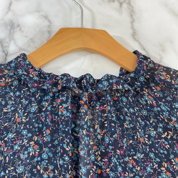 See By Chloe Floral‎ Haze Blouse Womens 34/ US 2 Black Purple Viscose Sheer Top - Picture 10 of 12